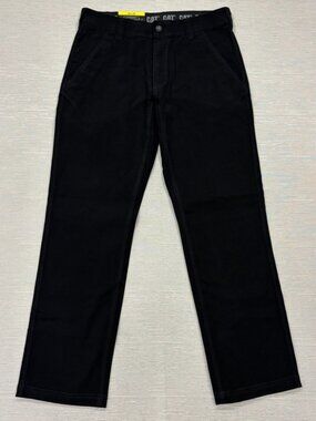 CAT Caterpillar Utility Work Pants Mens 32 x 32 Black Flex Waistband Cell Pocket